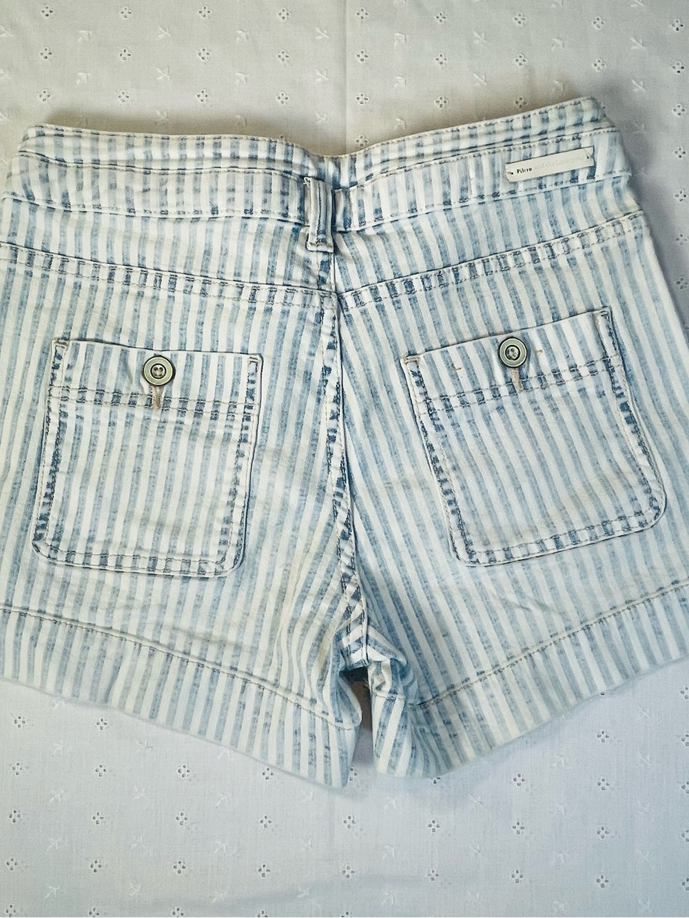 Anthropologie Blue and White Striped Jean Shorts